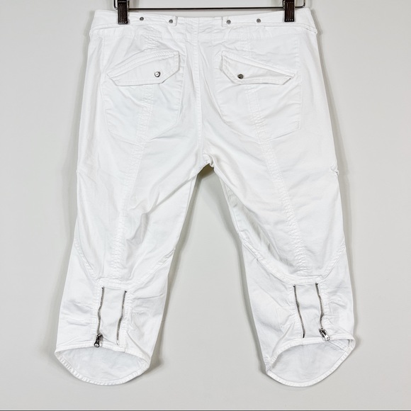 Armani Exchange White Capris Pant Zipper Button 2 - Picture 2 of 16